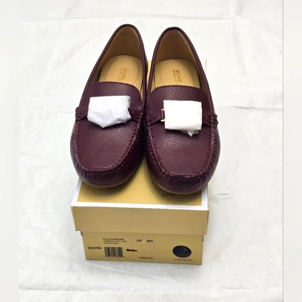 Michael Kors Fulton Driver Burgundy Loafers NIB